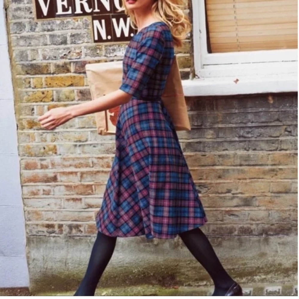 Boden British Tweed by Moon Plaid Ilsa Dress  US 12R EUC